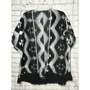 American Eagle Southwest Tribal Fringe Cardigan Sweater Women’s Size M Black
